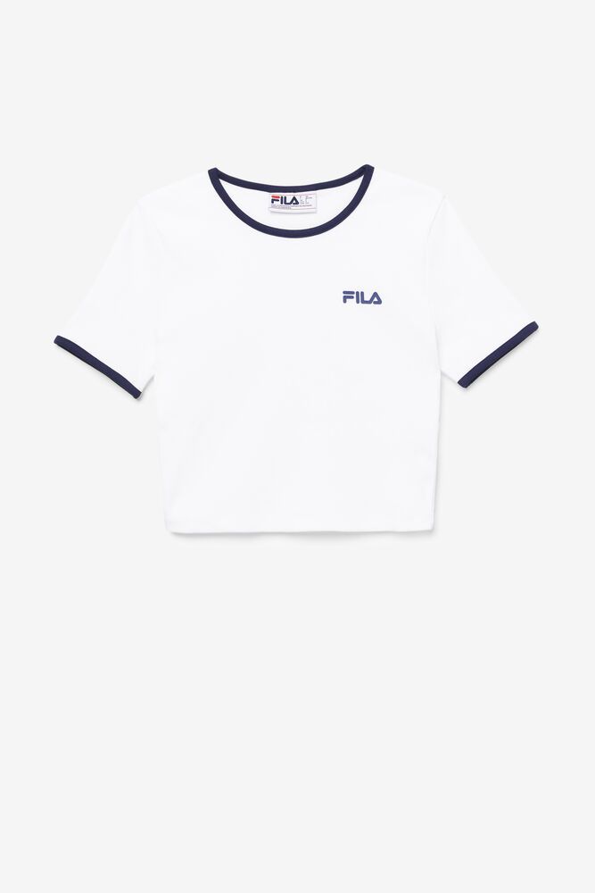 Fila T-Shirt Womens White Perla Crop Top - Ireland 40671-TECG